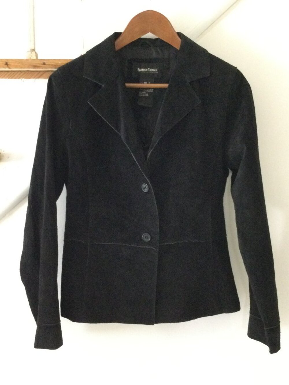 Vintage Black Suede Leather Blazer-style Jacket Brandon Thomas designer Small